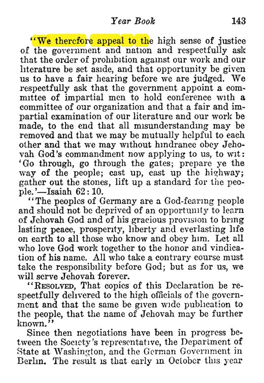 "Declaration of Facts," reprinted in the 1934 Yearbook of Jehovah's Witnesses, pp. 134–138. Text as reproduced by researchers