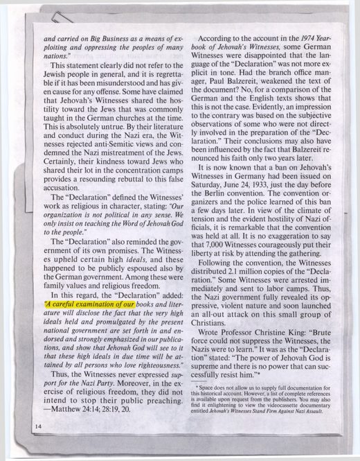 "Declaration of Facts," reprinted in the 1934 Yearbook of Jehovah's Witnesses, pp. 134–138. Text as reproduced by researchers