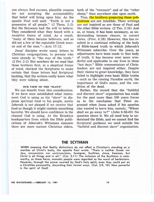 Awake!, March 22, 1993, p. 4. Documented in Directed by Holy Spirit, JWfacts