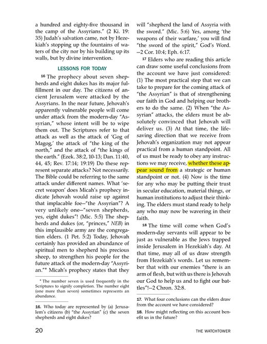 The Watchtower, November 15, 2013, p. 20, "Christ Leads His Congregation."