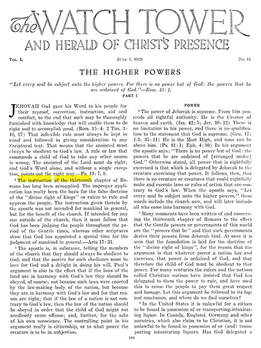 The Watch Tower, June 1, 1929, p. 163