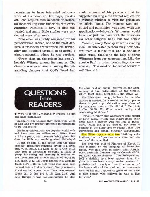 The Watchtower, July 15, 1980, pp. 30–31