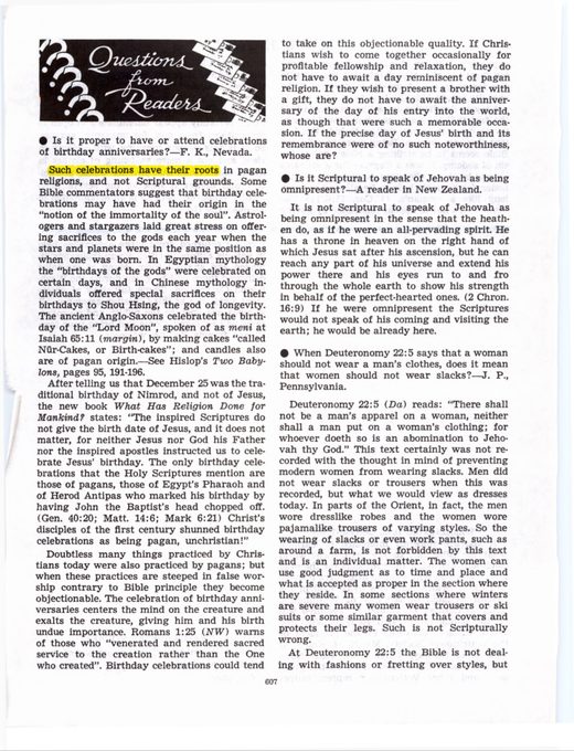 The Watchtower, October 1, 1951, p. 607