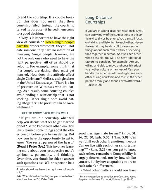 Your Youth Getting the Best out of It (Watch Tower Bible and Tract Society), "Dating and Courtship."