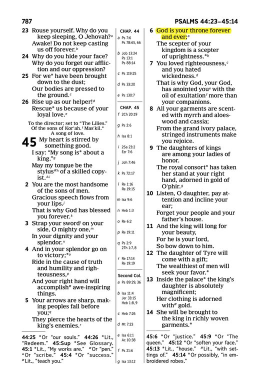 New World Translation (2013), Hebrews 1:8