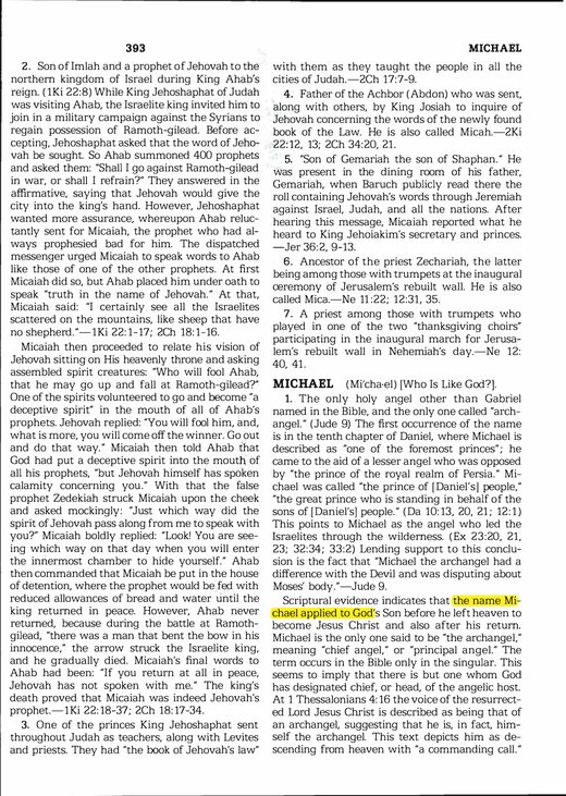Insight on the Scriptures, Vol. 2 (1988), "Michael," p. 395