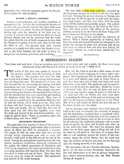 The Watch Tower, September 1, 1922, p. 262