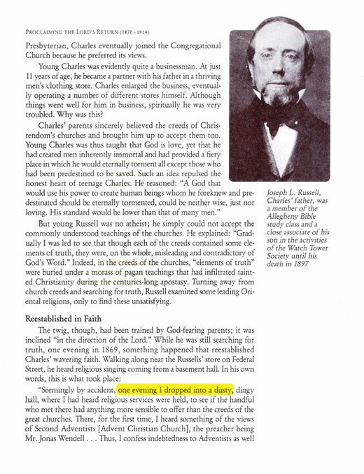 Jehovah's Witnesses—Proclaimers of God's Kingdom (Watch Tower, 1993), p. 43 (quoting Zion's Watch Tower, July 15, 1906)