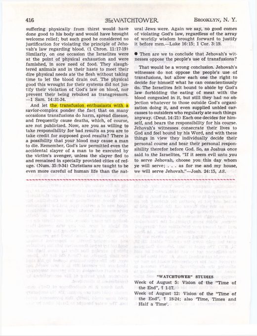 The Watchtower, July 1, 1951, p. 416