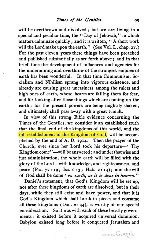 C.T. Russell, Studies in the Scriptures, Series II — The Time Is at Hand (1889; 1911 ed.), p. 99
