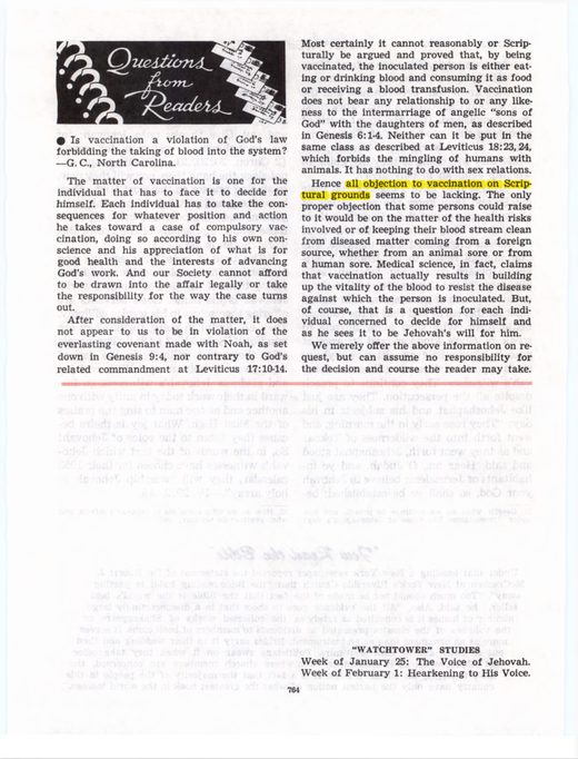 The Watchtower, December 15, 1952, p. 764
