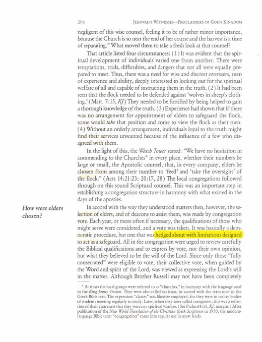 Jehovah's Witnesses—Proclaimers of God's Kingdom (1993), p. 206