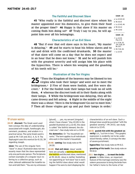 New World Translation (study note), Matthew 24