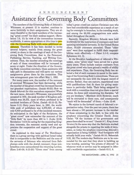 The Watchtower, April 15, 1992