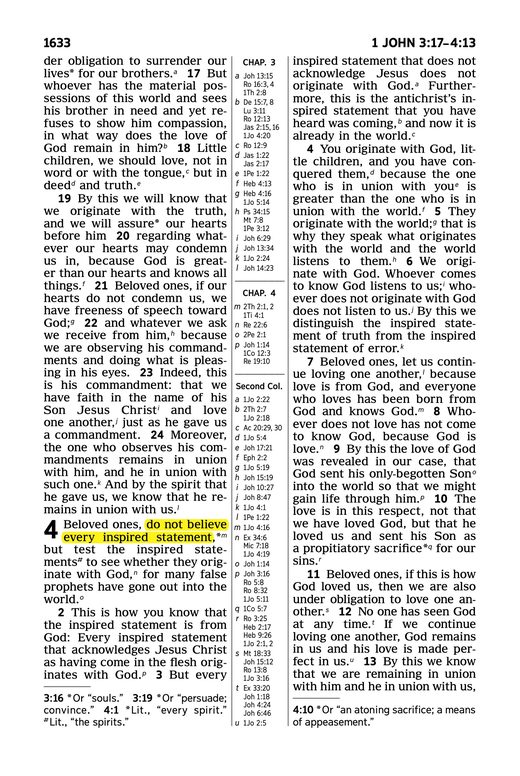 New World Translation, 1 John 4:1