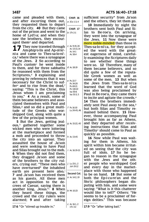 New World Translation, Acts 17:11