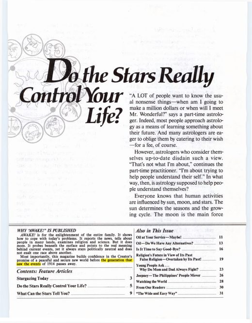 Awake! masthead, 1982–October 22, 1995