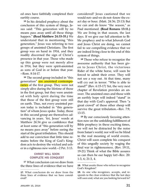 The Watchtower, January 15, 2014, p. 31