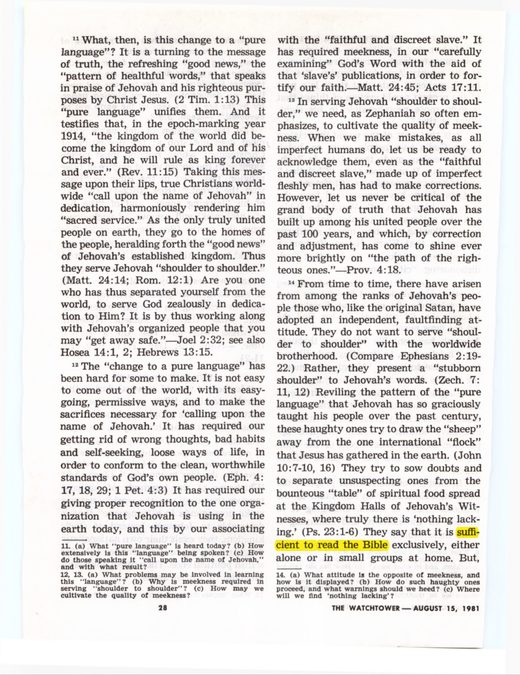The Watchtower, August 15, 1981