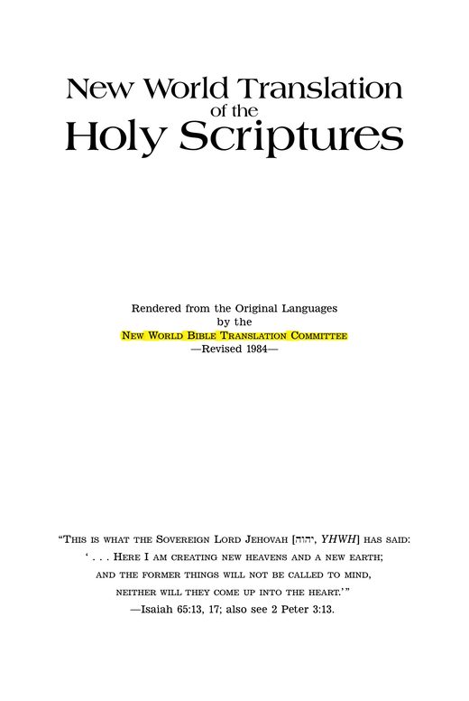 New World Translation of the Holy Scriptures (1984)