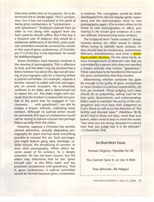 The Watchtower, July 15, 2006, “Questions From Readers,” p. 31