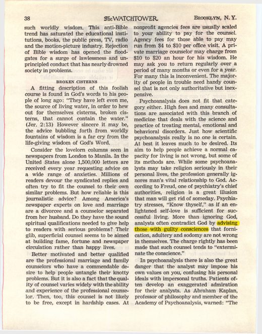 The Watchtower, January 15, 1963, p. 38 ("Where to Turn for Counsel")