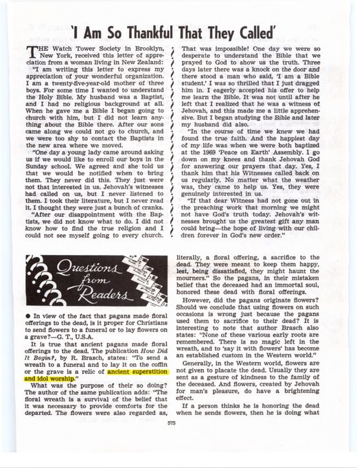 The Watchtower, September 15, 1970, p. 575, "Questions From Readers"
