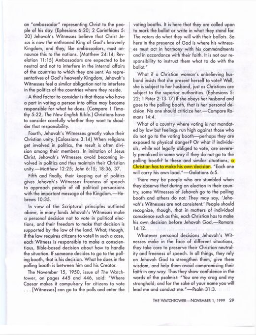 The Watchtower, November 1, 1999, "Questions From Readers," p. 29