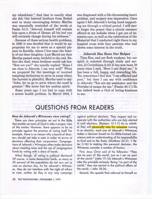 The Watchtower, November 1, 1999
