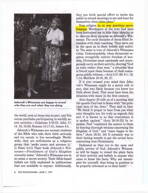 The Watchtower, June 1, 1997, p. 6