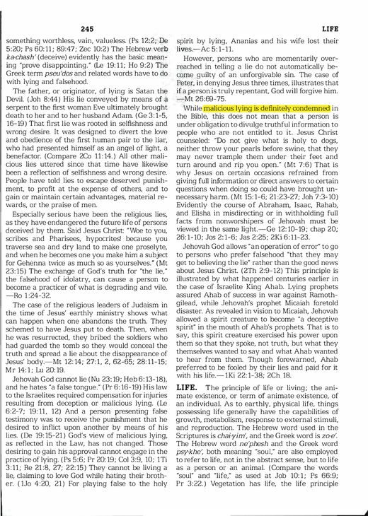 Insight on the Scriptures, Vol. 2, "Lie" (1988), p. 247