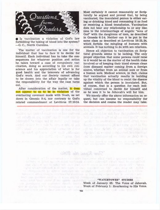 The Watchtower, December 15, 1952, p. 764