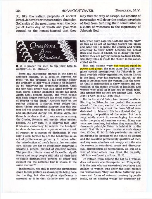 The Watchtower, April 15, 1952, p. 254