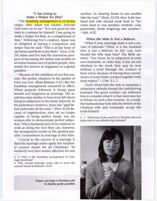 "Women, Why Submit to Headship?" The Watchtower, May 15, 2010, p. 13